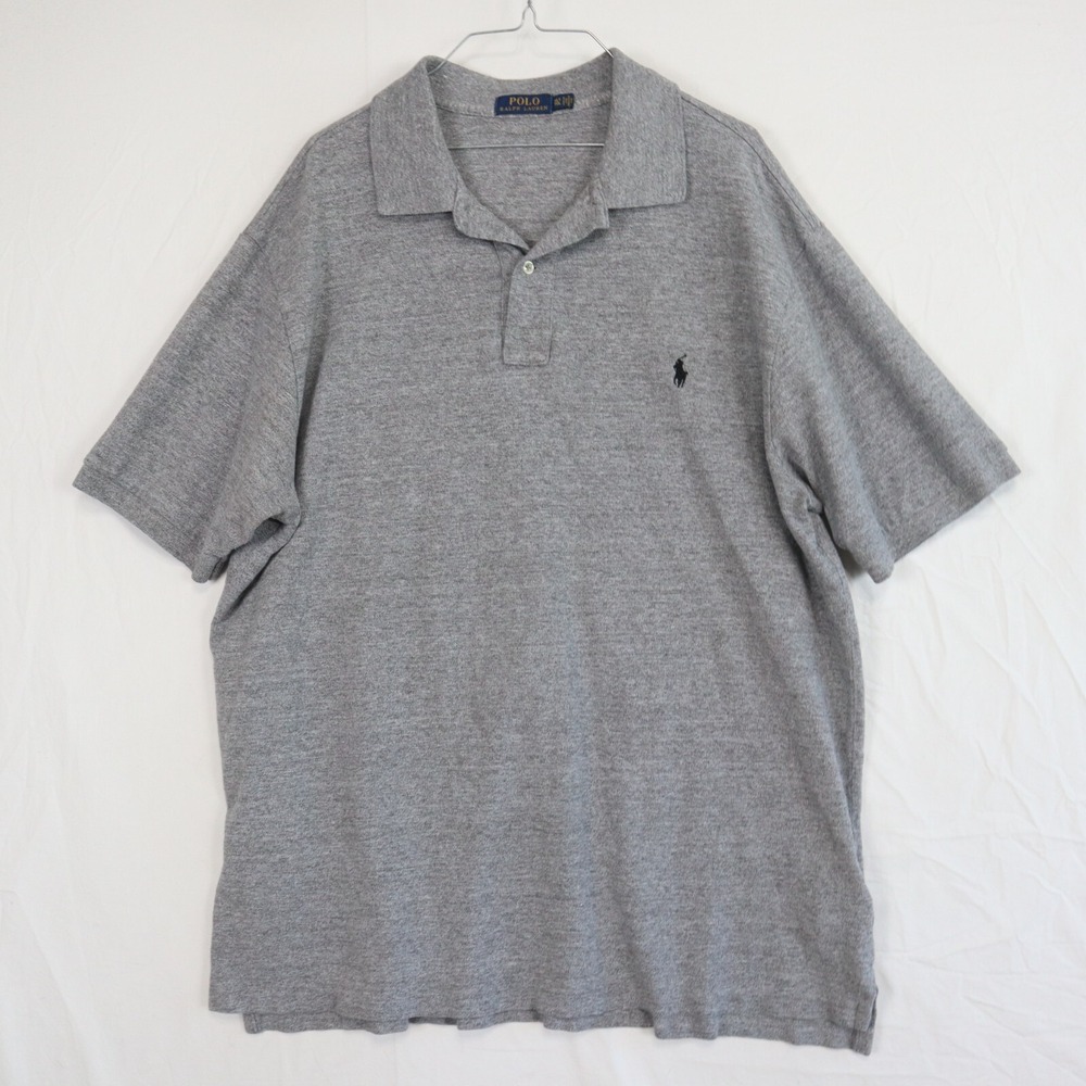 Polo Ralph Lauren Shirt Mens XLT Tall Casual Knit Cotton Pony Gray Short Sleeve